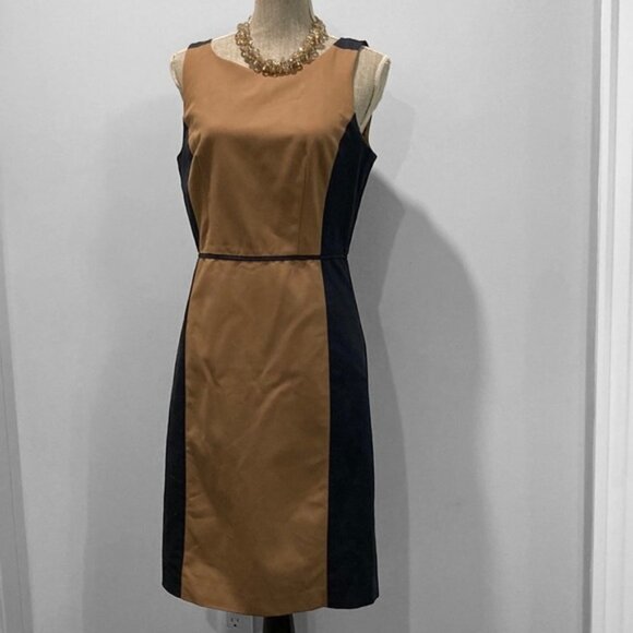 CLUB Monaco Letitia Navy and Brown Color Block Midi Pencil Sheath Dress … - Picture 2 of 16